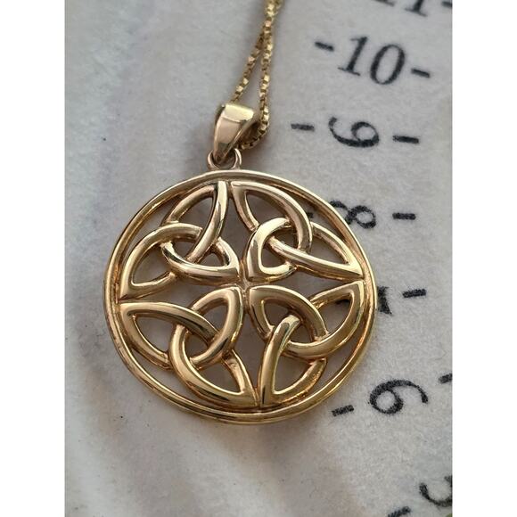 Celtic Knot Pendant 14K Gold Over Sterling Silver 925 1" 4g - Picture 4 of 7